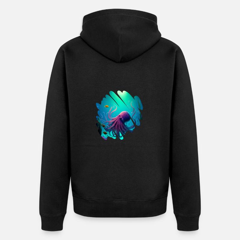 Animaux océaniques, poulpes - Veste à capuche bio Premium Unisexe - noir