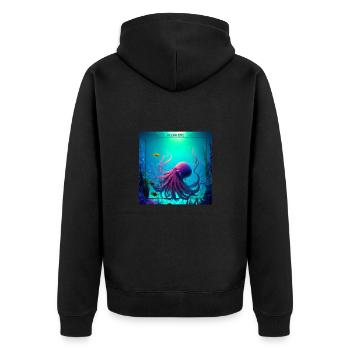 Meereslebewesen, rosa Oktopus - Unisex Premium Bio Zip Hoodie - Schwarz - Hinten - Nico (187cm)