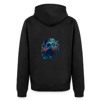 Meereslebewesen, großer Oktopus - Unisex Premium Bio Zip Hoodie - Schwarz - Hinten - Nico (187cm)