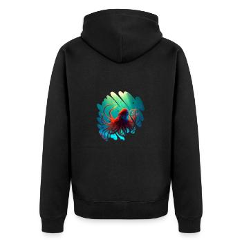 Ocean animals, orange beautiful octopus - Unisex Premium Organic Zip Hoodie - black - Back - Nico (187cm)
