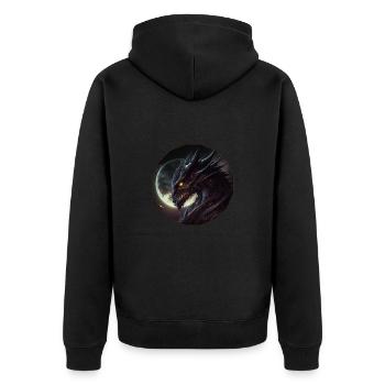 Dunkler Blick des Drachen - Unisex Premium Bio Zip Hoodie - Schwarz - Hinten - Nico (187cm)