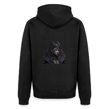 Schöner weiblicher Drache - Unisex Premium Bio Zip Hoodie - Schwarz - Hinten - Nico (187cm)