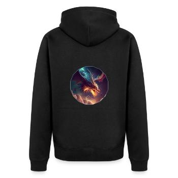 Mystical dragon flying in the clouds - Unisex Premium Organic Zip Hoodie - black - Back - Nico (187cm)