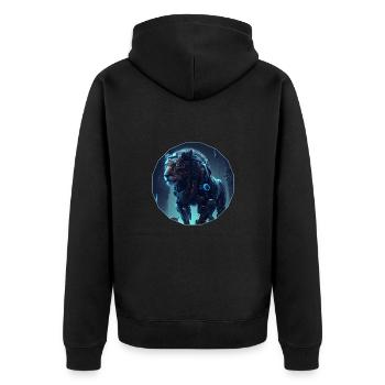 Cyber lion - Unisex Premium Organic Zip Hoodie - black - Back - Nico (187cm)