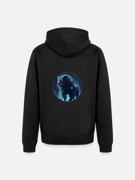 Cyber lion - Unisex Premium Organic Zip Hoodie - black