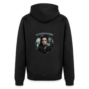 Disponentin Damen - Unisex Premium Bio Zip Hoodie - Schwarz - Hinten - Nico (187cm)