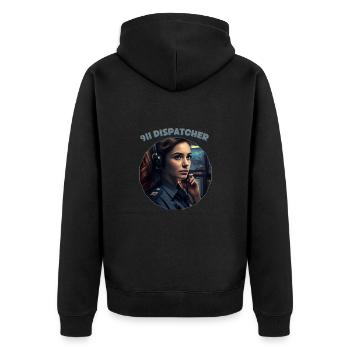 Thin Gold Line, weibliche Bedienerin - Unisex Premium Bio Zip Hoodie - Schwarz - Hinten - Nico (187cm)