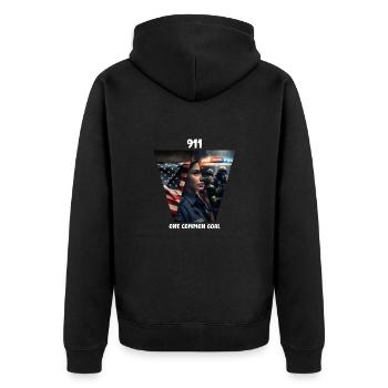 One common goal - Unisex Premium Organic Zip Hoodie - black - Back - Nico (187cm)