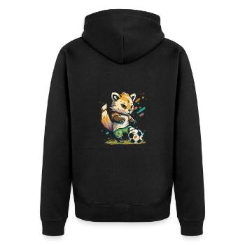 Joueurs de football animaux mignons, drôles - Veste à capuche bio Premium Unisexe - noir - Dos - Nico (187cm)