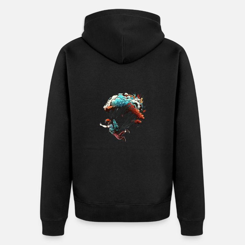 Amateur de parachutisme, drôle - Veste à capuche bio Premium Unisexe - noir