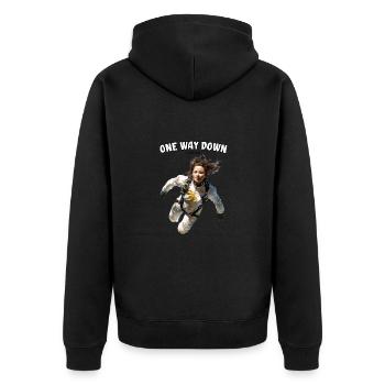 Fallschirmspringerin - Unisex Premium Bio Zip Hoodie - Schwarz - Hinten - Nico (187cm)