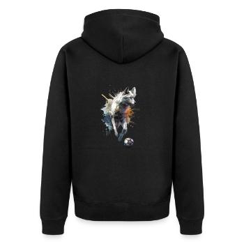Mignon Animal Joueurs de Football, loup blanc - Veste à capuche bio Premium Unisexe - noir - Dos - Nico (187cm)