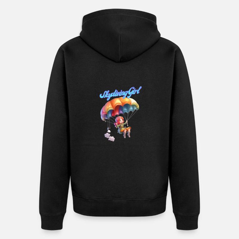 Fallschirmspringendes Mädchen - Unisex Premium Bio Zip Hoodie - Schwarz