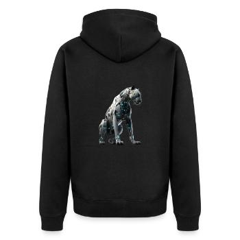 Cyber big cat - Unisex Premium Organic Zip Hoodie - black - Back - Nico (187cm)