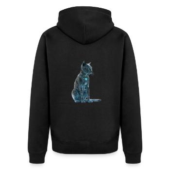 Sweet cyber cat - Unisex Premium Organic Zip Hoodie - black - Back - Nico (187cm)