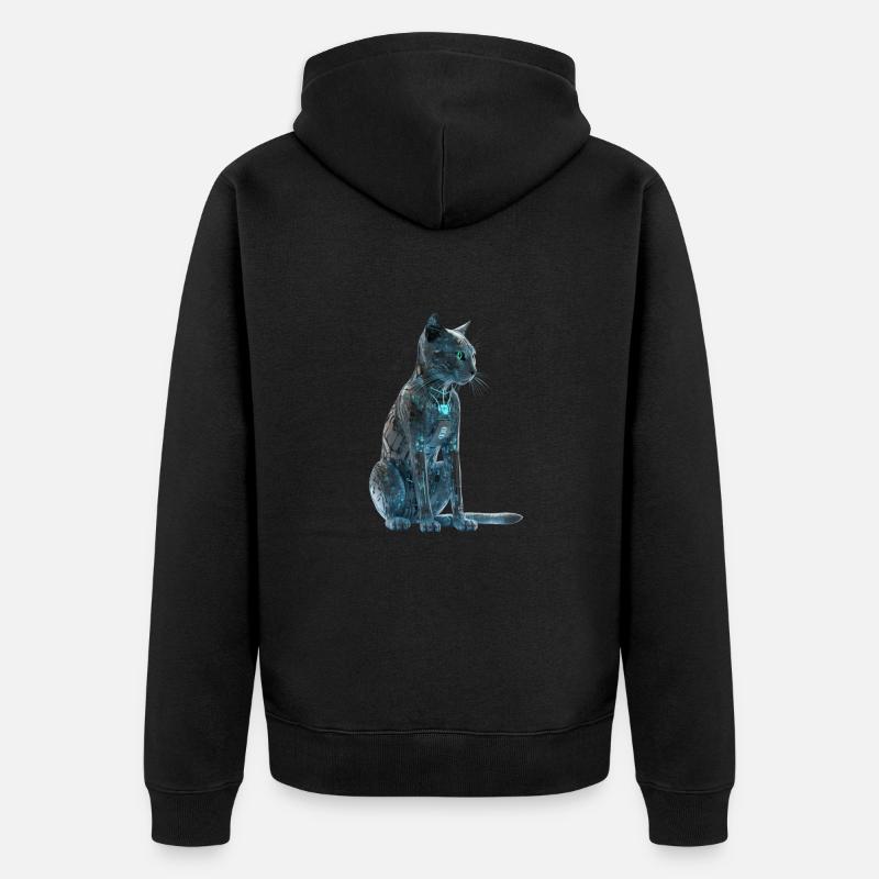 Doux chat cyber - Veste à capuche bio Premium Unisexe - noir