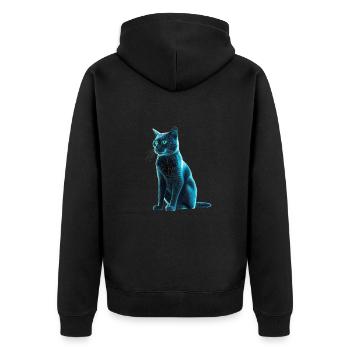 Cyber Kitty - Unisex Premium Organic Zip Hoodie - black - Back - Nico (187cm)