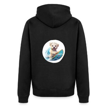 Surfing Animals, chien doux - Veste à capuche bio Premium Unisexe - noir - Dos - Nico (187cm)