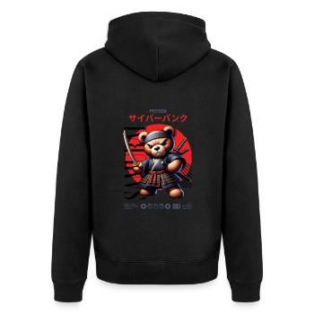 Samurai Teddy Japan - Unisex Premium Organic Zip Hoodie - black - Back - Nico (187cm)