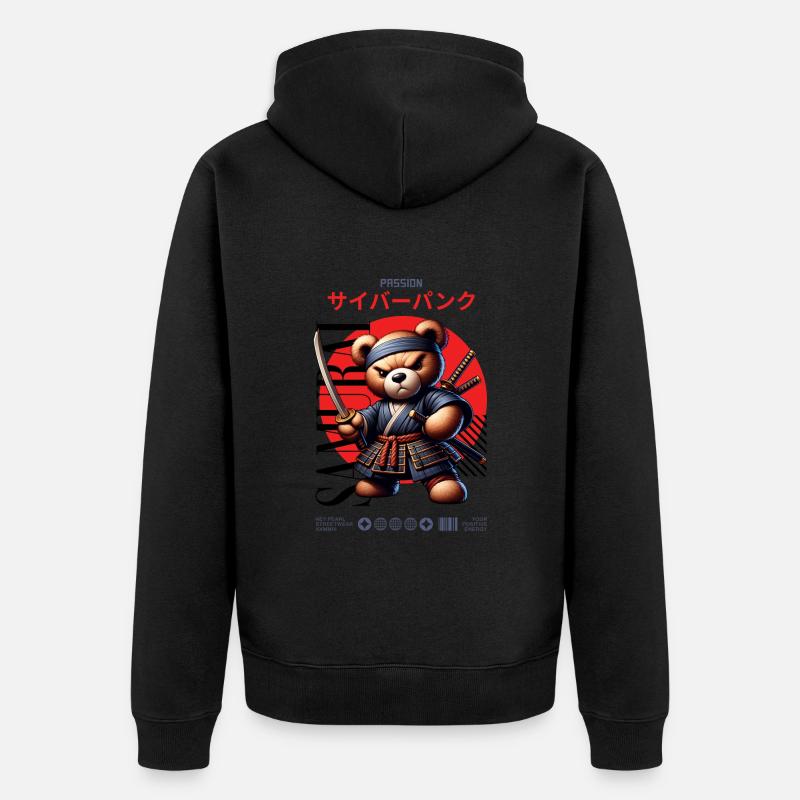 Samouraï Teddy Japon - Veste à capuche bio Premium Unisexe - noir