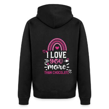 I love you more than chocolate - Unisex Premium Bio Zip Hoodie - Schwarz - Hinten - Nico (187cm)