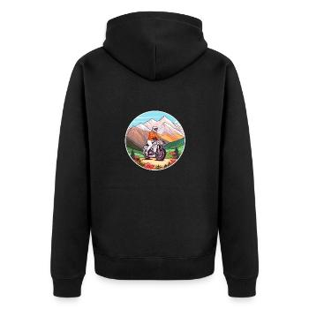 Motorrad Tour Motorradfahrer Motorrad Biker - Unisex Premium Bio Zip Hoodie - Schwarz - Hinten - Nico (187cm)