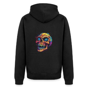 Totenkopf - Unisex Premium Bio Zip Hoodie - Schwarz - Hinten - Nico (187cm)