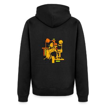 Drummer chill color - Unisex Premium Bio Zip Hoodie - Schwarz - Hinten - Nico (187cm)
