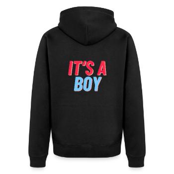 It's a Boy - It's a Boy - Birth Reveal - Unisex Premium Organic Zip Hoodie - black - Back - Nico (187cm)