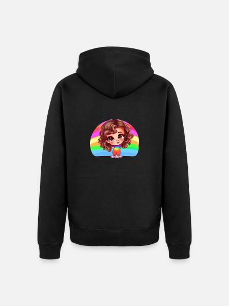 Girl Rainbow - Unisex Premium Organic Zip Hoodie - black