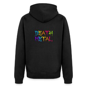 Lustiges Death Metal Pink Sarkastischer Metal - Unisex Premium Bio Zip Hoodie - Schwarz - Hinten - Nico (187cm)