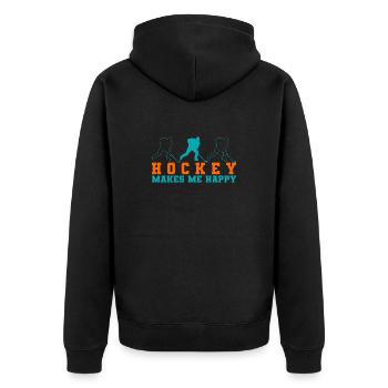 Hockey makes me happy - Unisex Premium Organic Zip Hoodie - black - Back - Nico (187cm)