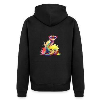 Colorful cool snake with glasses - Unisex Premium Organic Zip Hoodie - black - Back - Nico (187cm)