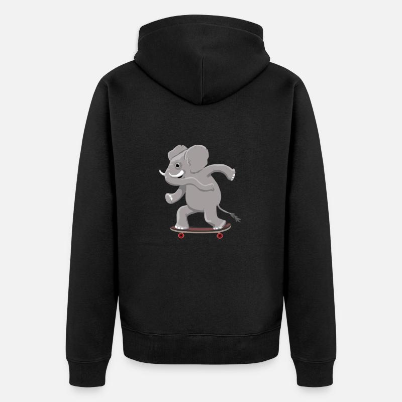 Eléphant sur skateboard - Veste à capuche bio Premium Unisexe - noir