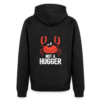 Crab Not A Hugger - Unisex Premium Organic Zip Hoodie - black - Back - Nico (187cm)