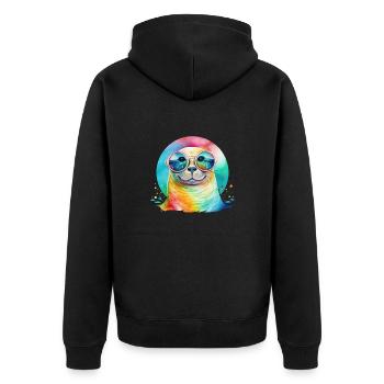 Sceau froid coloré avec des lunettes de soleil - Veste à capuche bio Premium Unisexe - noir - Dos - Nico (187cm)