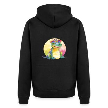 Colorful cool crocodile with sunglasses - Unisex Premium Organic Zip Hoodie - black - Back - Nico (187cm)