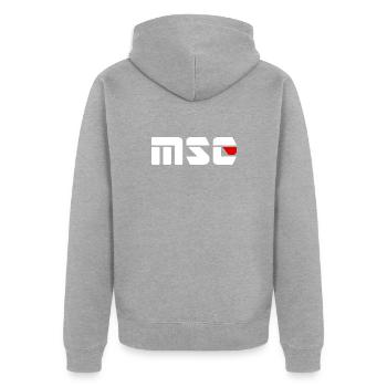 MSC Lumière - Veste à capuche bio Premium Unisexe - gris chiné - Dos - Nico (187cm)
