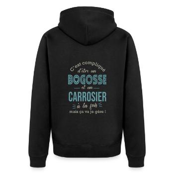 carrosier bogosse Cadeau humour carrosier garage - Veste à capuche bio Premium Unisexe - noir - Dos - Nico (187cm)