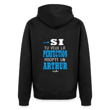 Arthur Si tu veux la perfection adopte un arthur - Veste à capuche bio Premium Unisexe - noir - Dos - Nico (187cm)