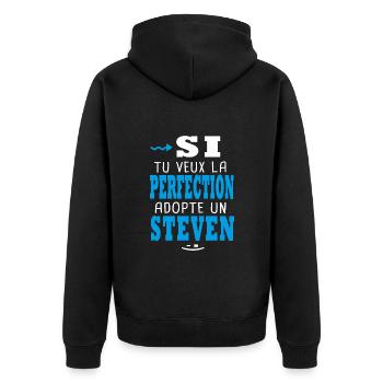 Steven Si tu veux la perfection adopte un steven - Veste à capuche bio Premium Unisexe - noir - Dos - Nico (187cm)