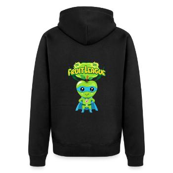 Apple in a suit - Unisex Premium Organic Zip Hoodie - black - Back - Nico (187cm)