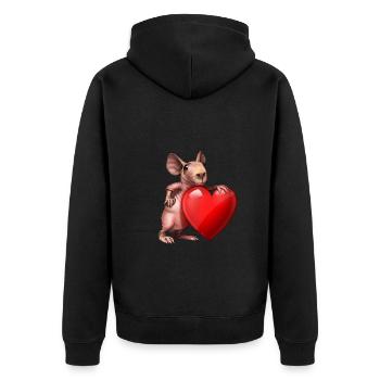 Cochon d’Inde maigre Amour avec cœur - Veste à capuche bio Premium Unisexe - noir - Dos - Nico (187cm)