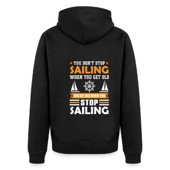 Sailors Sailing Old pension Saying - Unisex Premium Organic Zip Hoodie - black - Back - Nico (187cm)