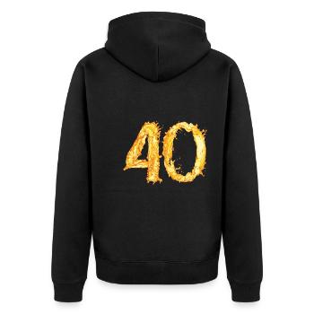 40 Geburtstag "yellow water splash" - Unisex Premium Bio Zip Hoodie - Schwarz - Hinten - Nico (187cm)