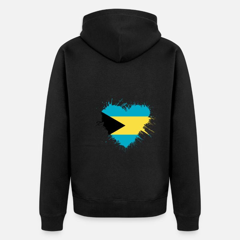 Drapeau du cœur des Bahamas - Veste à capuche bio Premium Unisexe - noir