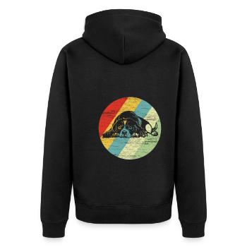 Cavalier King Charles Spaniel Retro Hunde Geschenk - Unisex Premium Bio Zip Hoodie - Schwarz - Hinten - Nico (187cm)