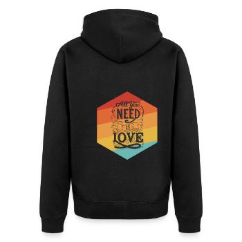 All you need is love - Unisex Premium Organic Zip Hoodie - black - Back - Nico (187cm)