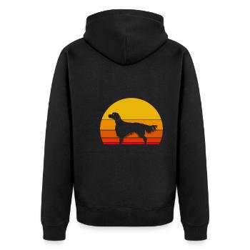 Irish Red and White Setter - Unisex Premium Bio Zip Hoodie - Schwarz - Hinten - Nico (187cm)