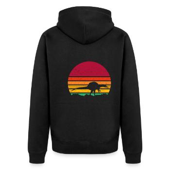 Spinosaurus Retro Style - Unisex Premium Bio Zip Hoodie - Schwarz - Hinten - Nico (187cm)
